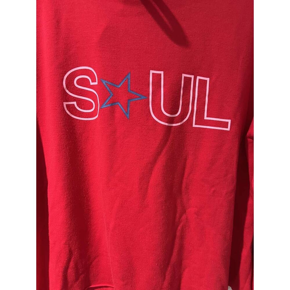 Soulcycle Cropped Long Sleeve Red Graphic Hoodie Size X-Small A003293 - Picture 3 of 8